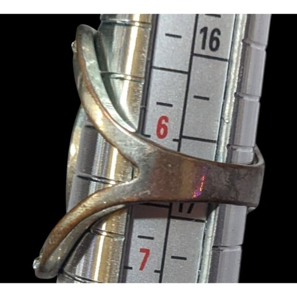 Elegant Glam Silver Tone Rhinestone Crossover Ring Size 6 1/2 - Picture 5 of 12